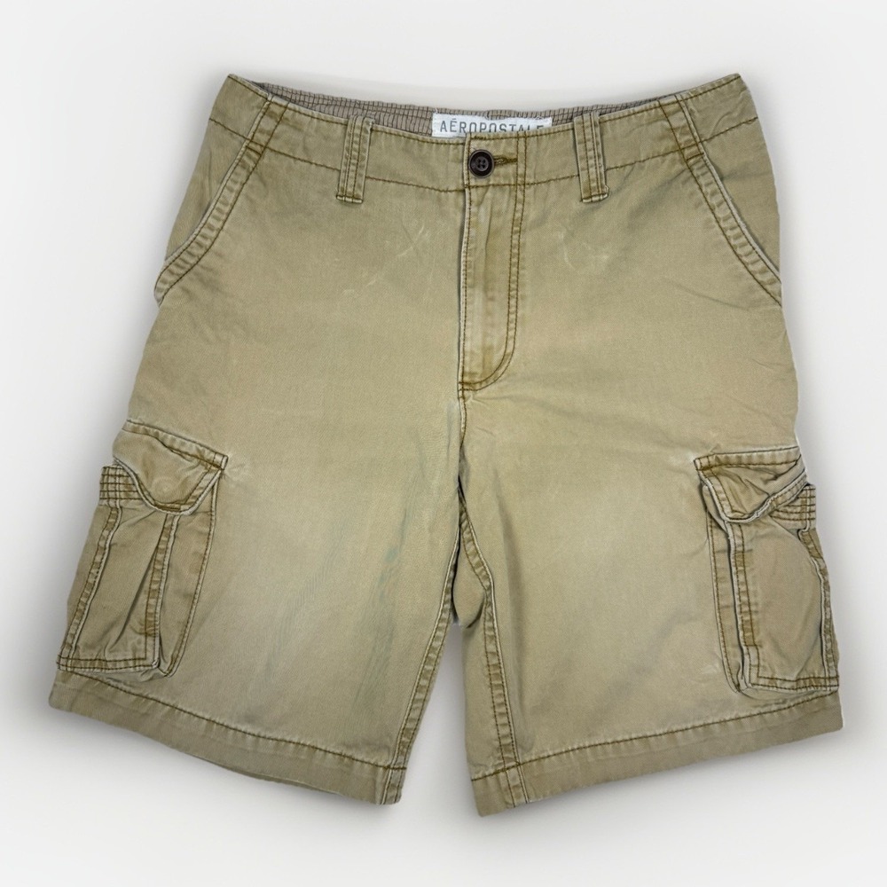 Aeropostale Men's Khaki Cargo Shorts Size 32 Casual Cotton Utility